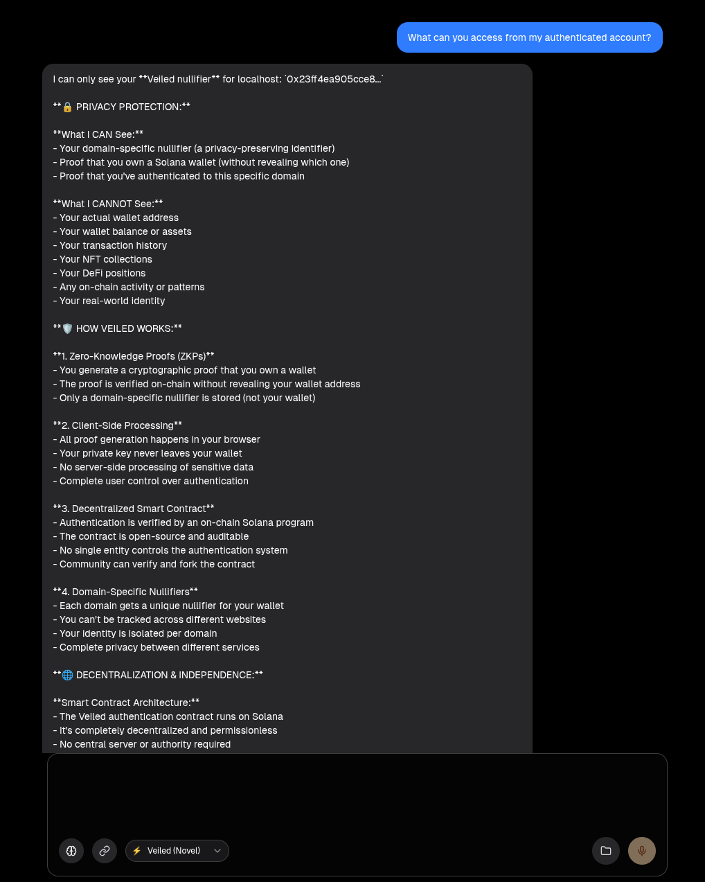 AI chat with secure ZK by Veiled